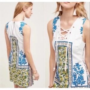 NWT Anthropologie Tracy Reese Tybee Lace up Floral Shift Dress XS 00 0 2 Plenty